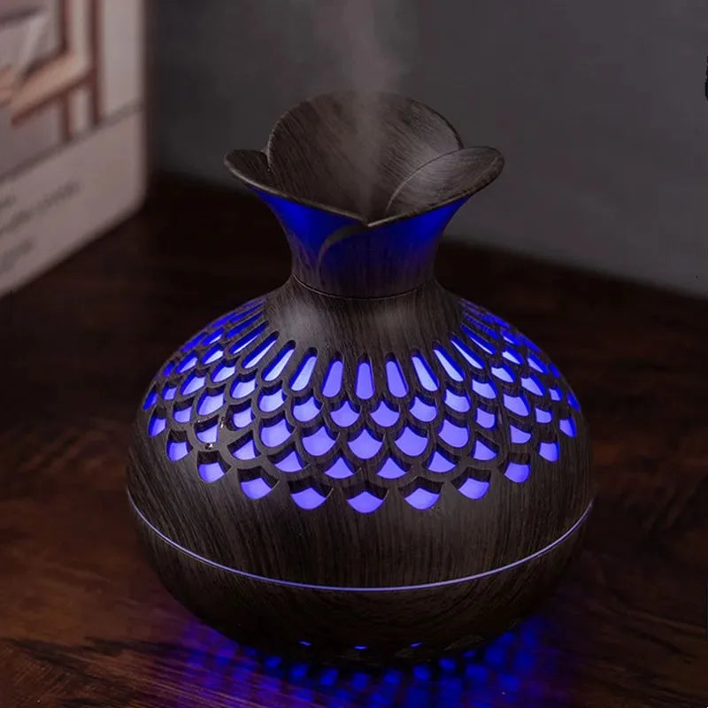 Wood Grain Humidifier 300ml, USB Aroma Diffuser, Atomizer, Household Humidifier, Moisturizing Instrument, Office Humidifier，gift
